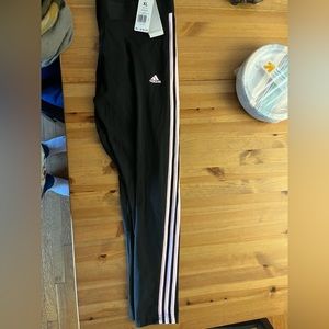 NWT adidas black with pink stripe xl leggings